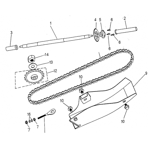 Rear Wheel Axle, Chain (Blazer 50cc ATV) Rear Wheel Axle, Chain (Blazer 50cc ATV)