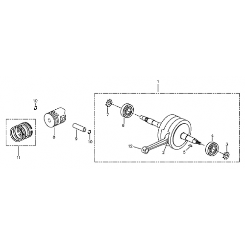 Crank Shaft, Piston (Adly ATV 90II 4T (CVT))