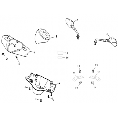 Head Light, Rear View Mirrors (Thunder Bike 150) Head Light, Rear View Mirrors (Thunder Bike 150)