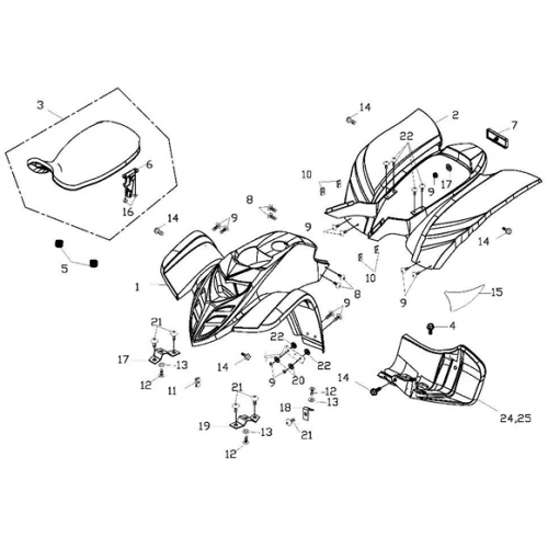 Body Cover and Seat (Adly ATV 300S Interceptor)