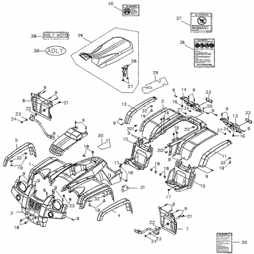 Body Cover and Seat (Adly ATV 300U II)
