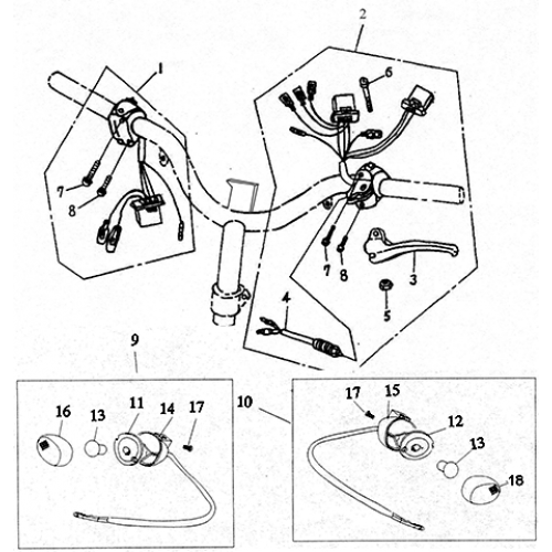 Front Signal, Handle Switch (Thunder Bike 50) Front Signal, Handle Switch (Thunder Bike 50)