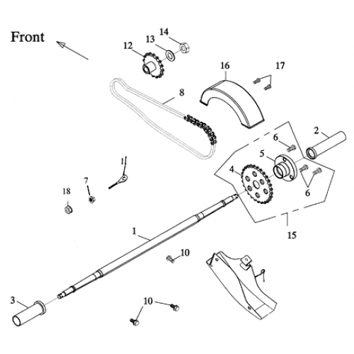 Rear Wheel Axle, Chain (Adly ATV 90cc 2T)