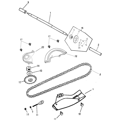 Rear Wheel Axle, Chain (Adly ATV 90RV 4T) Rear Wheel Axle, Chain (Adly ATV 90RV 4T)
