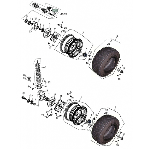 Wheels Front and Rear (Adly Mini Car 320) Wheels Front and Rear (Adly Mini Car 320)
