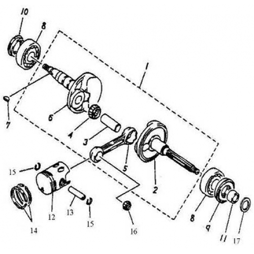 Crankshaft, Piston (Adly BullsEye 50)