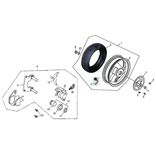 Rear Wheel - Aluminum Rim (Adly Super Sonic SS-125D)