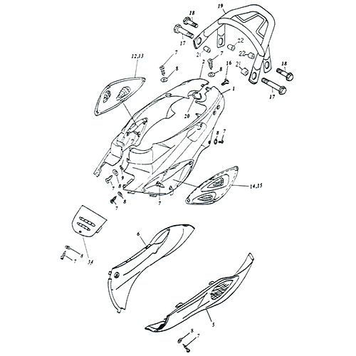 Body Cover (Luggage Carrier) (Adly SuperSonic 50cc II)