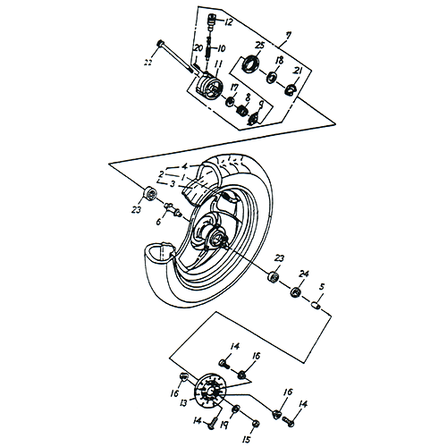 Front Wheel (13IN SPCC Rim) (Adly SuperSonic 50cc II)
