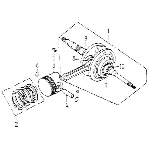 Crank shaft, Piston (Adly GK-125 (BK-125) 2005) Crank shaft, Piston (Adly GK-125 (BK-125) 2005)