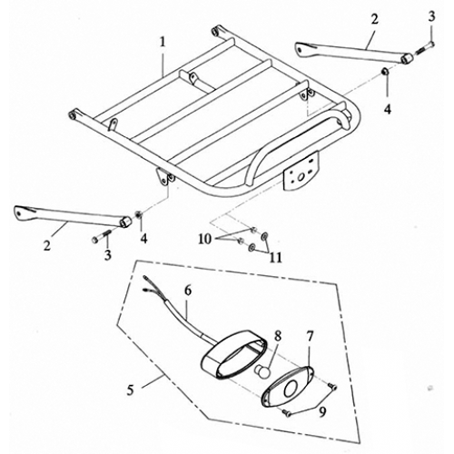 Luggage Carrier, Tail Light (Adly GK-125 (BK-125) 2005)