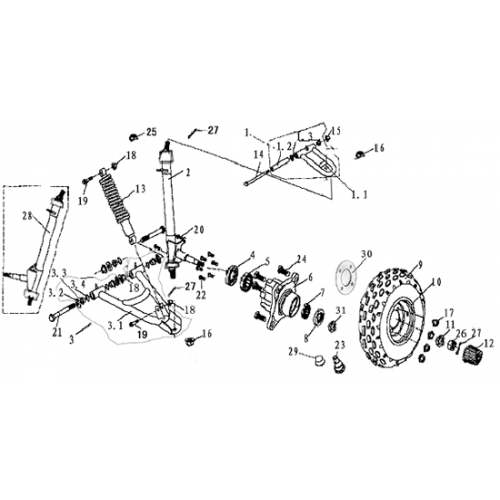 Front Wheel Assembly (Dazon Raider 250D 2006 and Earlier)