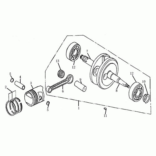 Crankcase/Piston (Dazon Raider 90 2005 and Older)